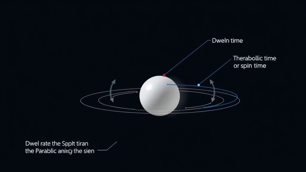 드웰타임이 길 때 공에 스핀이 걸리며 포물선 궤적을 그리는 모습을 표현한 다이어그램