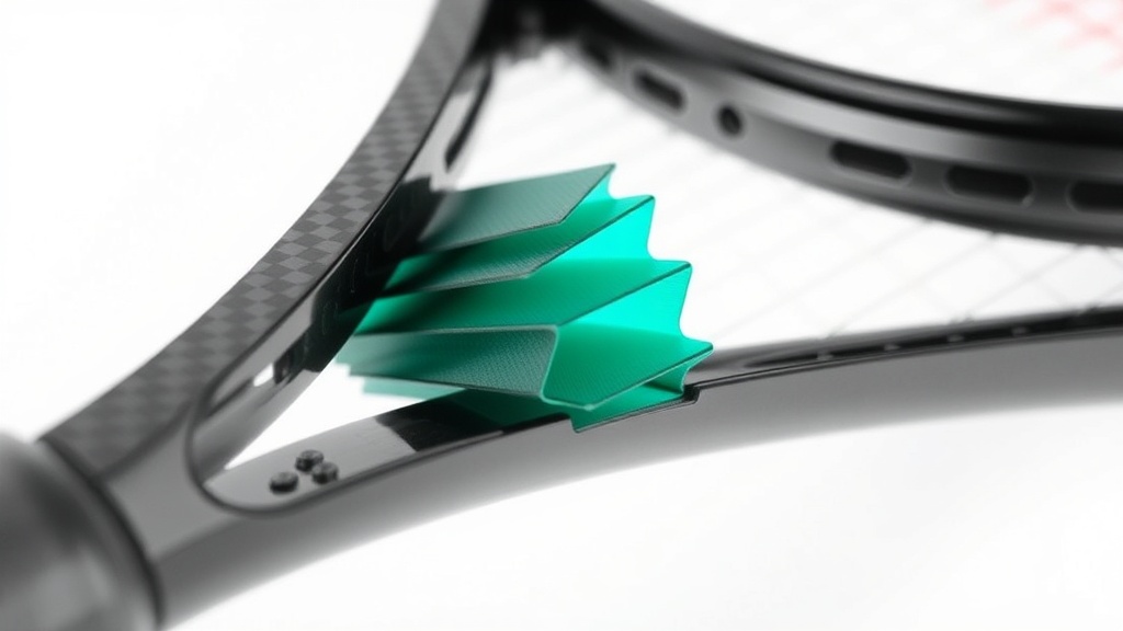 라켓의 층별 구조와 카본 층의 위치를 보여주는 단면도